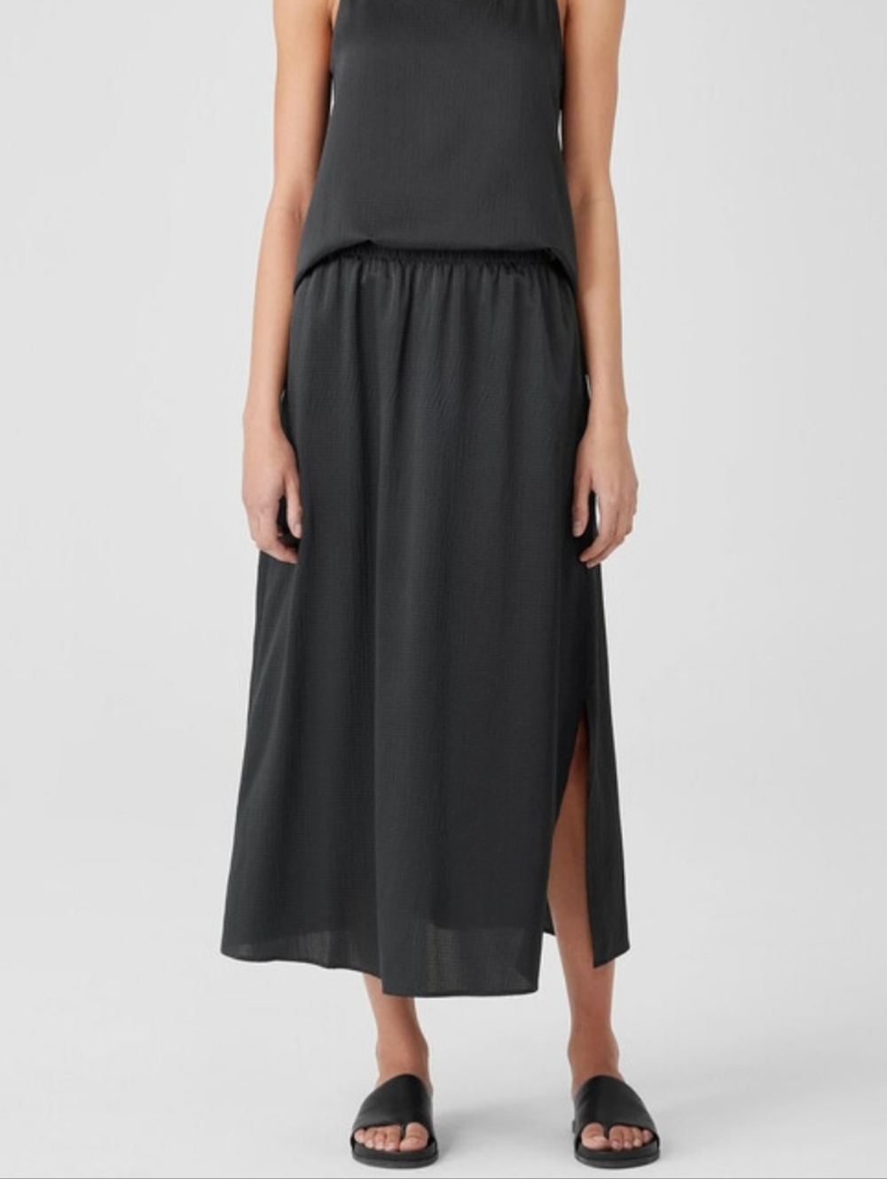 Eileen Fisher Hammered Silk Cotton A-Line Skirt
